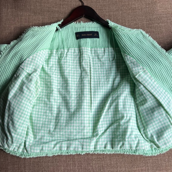 Zara Basic Light Green Blazer/Jacket Bracelet Sleeve Size Small - Picture 7 of 9